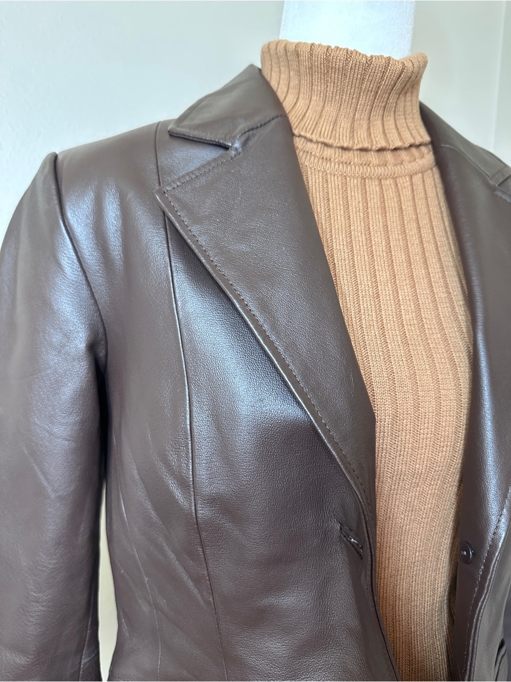 Metro Style 100% Leather Pantsuit Brown Jacket Size 10 Pants Size 8 + Chadwick’s - Picture 4 of 12